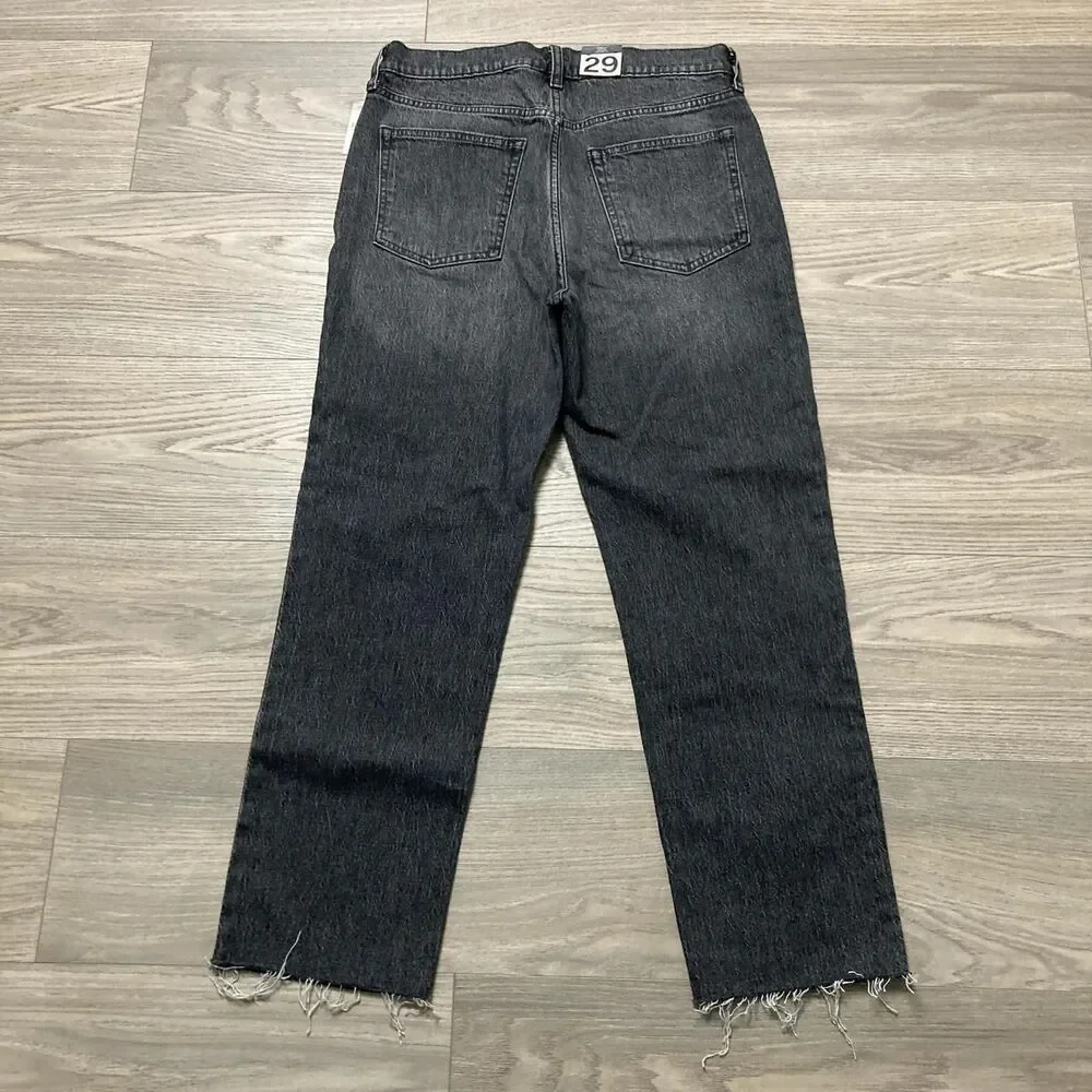 New With Tags GAP Cheeky High Rise Straight Jeans Raw Hem Washed Black Size 29 - Picture 7 of 8